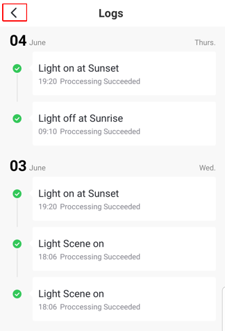 Logs screen